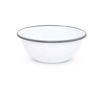 Cereal or Salad Bowl, Vintage Style Enamelware, Grey Rim